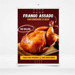 BANNER ACABAMENTO TUBO BRILHO Lona 380g  4x0 Brilho Madeira e cordinha 