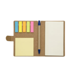 Caderno de Anotações com Post-It e Caneta Personalizado Ecológico Kraft   Personalizado Local de gravação: Frente do caderno e corpo da caneta 