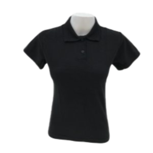 Camisa Pólo Baby Look Feminina   PRETA  Área do Bordado: 10x10 cm Camisa gola polo. - Tecido de Malha 50%algodão e 50% poliéster. - Fechamento no decote por 2 botões transparentes. - Bordado Peito