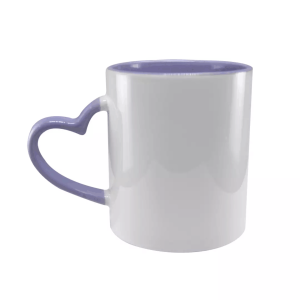 Caneca Cerâmica Branca Alça Coração Borda Colorida cerâmica 325ML lilás   