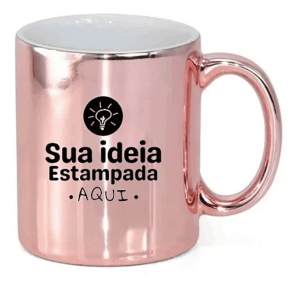 Caneca Cerâmica Cromada cerâmica colorida 325ML Cromado Rosa   