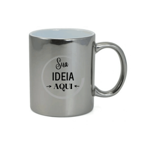 Caneca Cerâmica Cromada  325ML Cromado Prata   