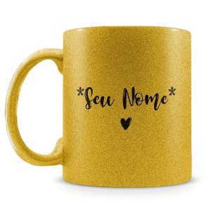 Caneca Cerâmica Glitter cerâmica 325ML Amarelo   