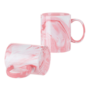 Caneca De Cêramica Mármore Cerâmica Colorida 325ML Rosa   