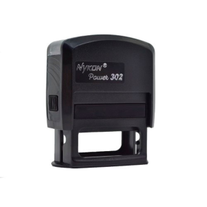 CARIMBO AUTOMÁTICO NYKON COLOR 302 PRETO COM BASE PRETA PLACA TEXTO RETANGULAR  14X38    Valores sob consulta para quantidades específicas
