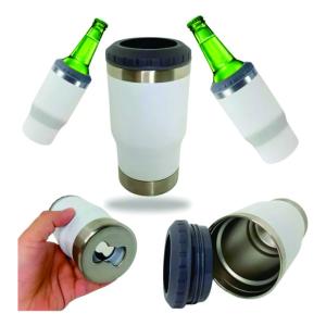 Copo Térmico Porta Lata Garrafa Long Neck Com Abridor Aço inoxidável 420ml Branco  DTF UV OU LASER Valores sob consulta para quantidades específicas