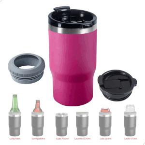Copo Térmico Porta Lata Garrafa Long Neck Com Abridor Aço inoxidável 420ml lilás  DTF UV OU LASER Valores sob consulta para quantidades específicas