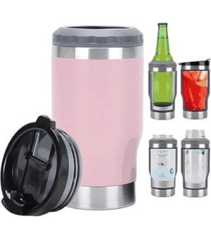 Copo Térmico Porta Lata Garrafa Long Neck Com Abridor Aço inoxidável 420ml Rosa Claro  DTF UV OU LASER Valores sob consulta para quantidades específicas
