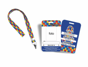 Crachá + Cordão AUTISMO PVC 0,75mm 5.4x8.56 4x4   