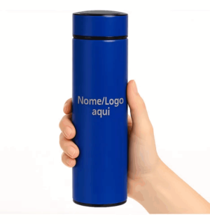 Garrafa Térmica em Aço Inox com Termômetro Digital LED Touch Aço inoxidável 500ml azul Escuro  DTF UV OU LASER Valores sob consulta para quantidades específicas