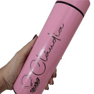 Garrafa Térmica em Aço Inox com Termômetro Digital LED Touch Aço inoxidável 500ml Rosa Claro  DTF UV OU LASER Valores sob consulta para quantidades específicas