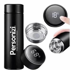 GARRAFA TÉRMICA LED DISPLAY PERSONALIZADA Aço inoxidável 500ML Preto  DTF UV OU LASER Valores sob consulta para quantidades específicas