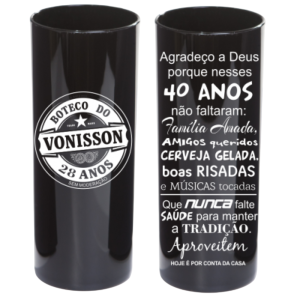 Long drink personalizado Copo Long Drink Acrílico 350ml Preto   
