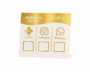 Modelo Pix+insta+wpp 22x17 - Personalização (Dobra Acrílico 2mm 22x17 4x0 Gravação a Laser  