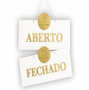 Placa Aberto e Fechado Acrílico 2mm 10x25 4x0   