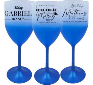 Taça de Vinho Degrade acrílico 300ml Azul   