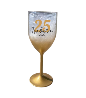Taça de Vinho Degrade acrílico 300ml Dourado   