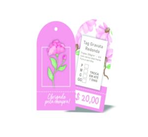 Tag Gravatinha Redonda com Serrilha Triplex 250g/m² 8.5x4.5 4x4 Verniz UV Frente 1/0  